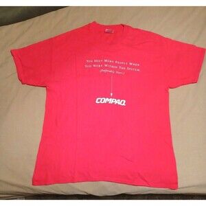 Vintage Compaq Tee Shirt Computer Red T-Shirt Beefy-T  Adult XL 46-48